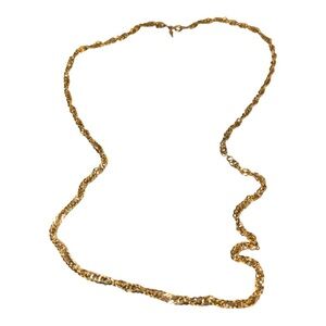 Crown Trifari Gold Tone Textured Chain Necklace Vintage J42